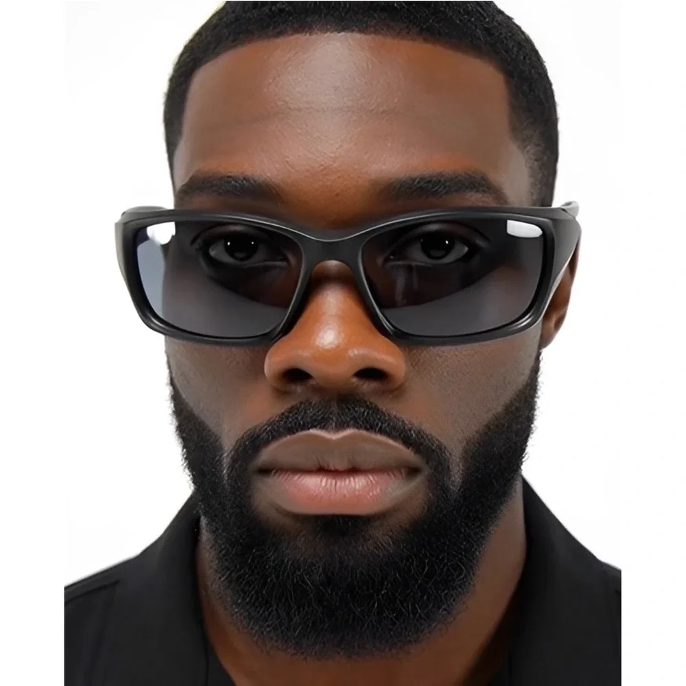 Men Sport‎ Wrap Around Sunglasses Active Lifestyle Sports Shape Dark Black Lens